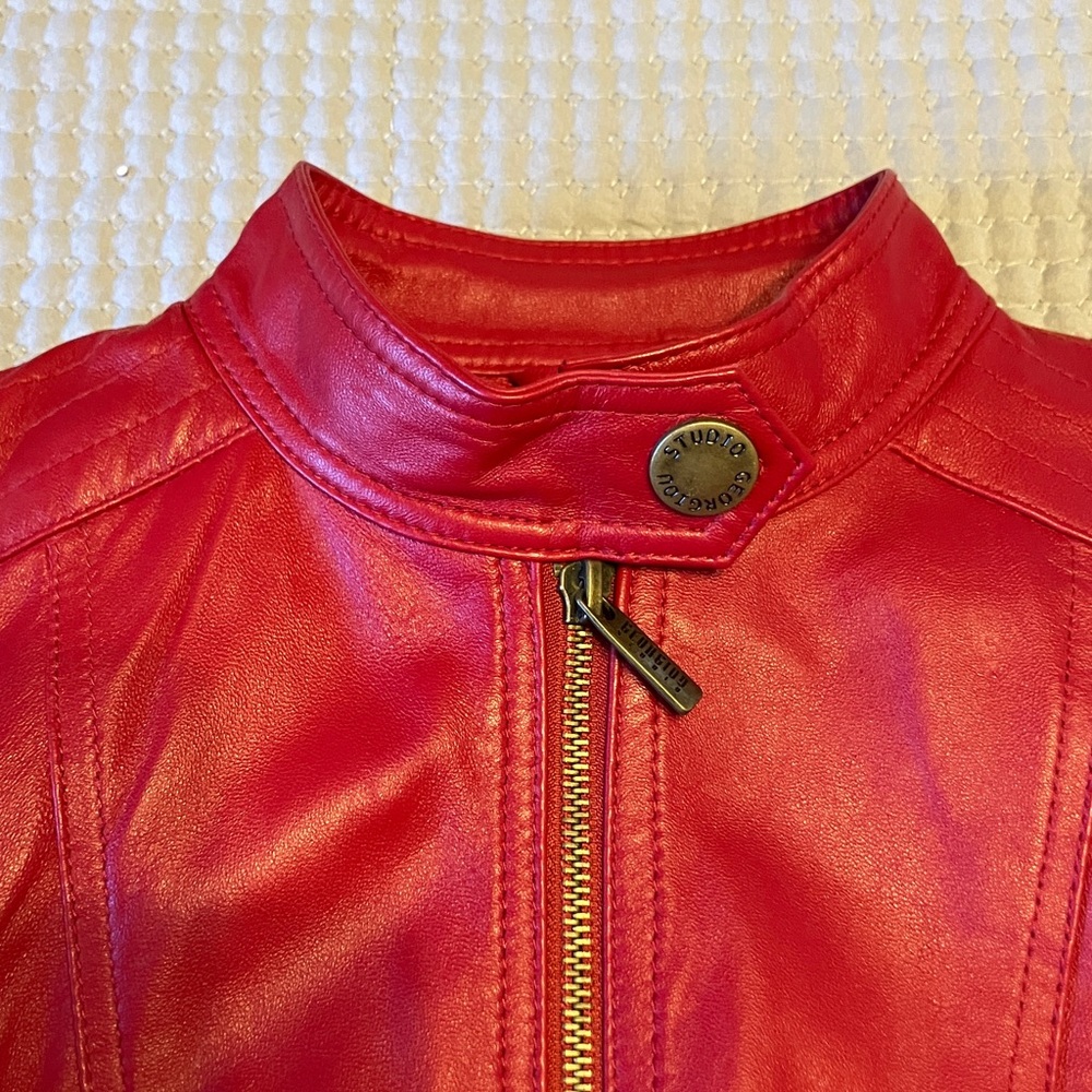 Vibrant Red Leather Jacket - Picture 7 of 7